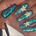 Lilies & Chrome Water Nails | Nail Art Tutorial and Polygel Application + Aurora Foils