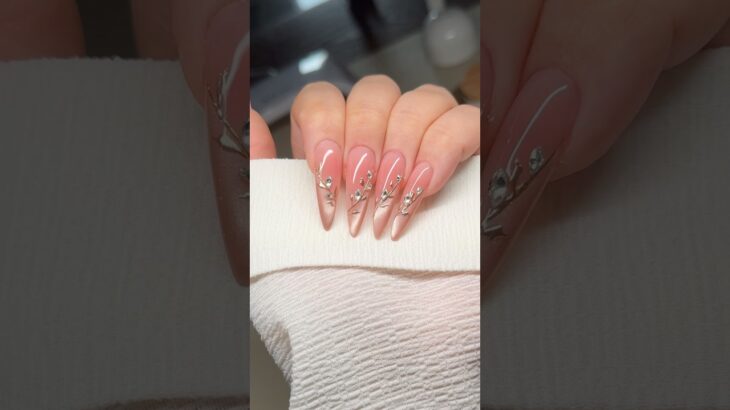 Rose Gold Blossom Nails