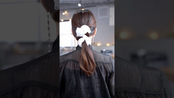 3COINSヘアアクセを使ったポニーテール#簡単アレンジ #セルフアレンジ #hairstyle #hair #ミディアムヘア #髪型 #まとめ髪 #大人カジュアル #大人かわいい