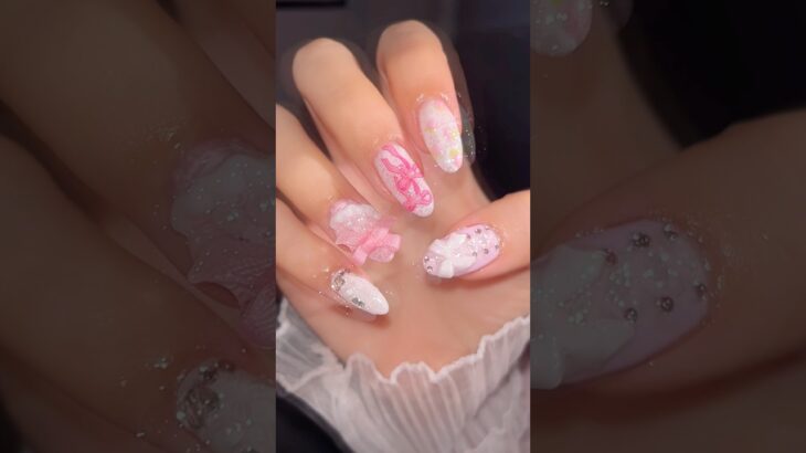 Kawaii Nail♡ #セルフネイル #ジェルネイル #リボンネイル