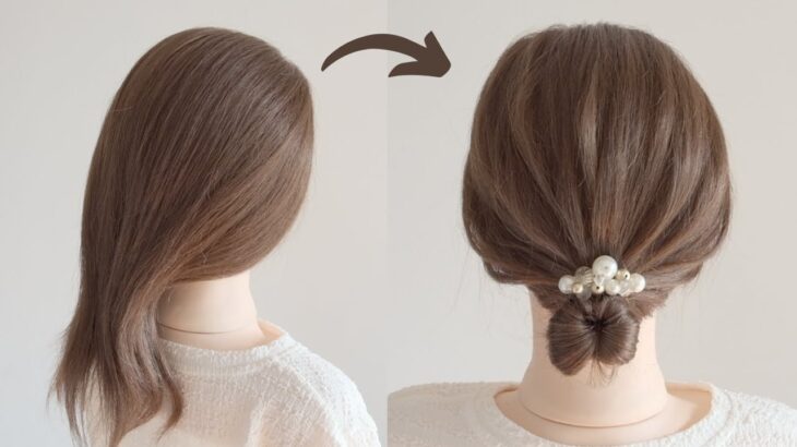 [簡単アレンジ]ピンなし簡単お団子ヘアアレンジの作り方 / Easy Bun Hairtsyle