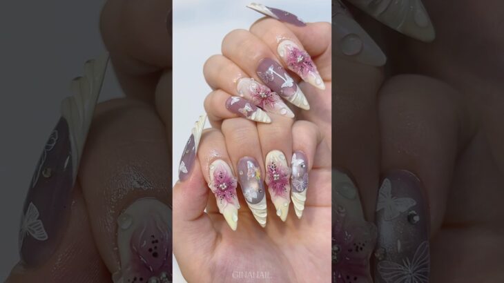 3Dフラワーネイル🍷🍂