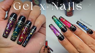 DIY Gel X Nails at Home | Encapsulated Coffin Nail Art Design Step by Step Tutorial 💅🧙‍♀️