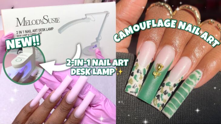 MELODY SUSIE NEW 2-IN-1 NAIL ART DESK LAMP‼️ Beginner Friendly Camouflage Nail Art + Polygel Nails
