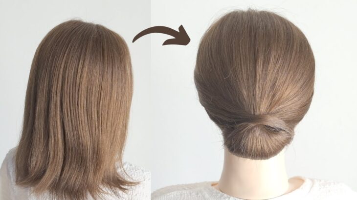 [ヘアアレンジ]ミディアムヘアでもできる大人女性にオススメの上品なまとめ髪 ll Simple and Elegant Hairstyle for Short Hair to Medium Hair
