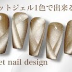 マグネットジェル1色だけで出来る🤎✨簡単シンプルなネイルデザイン✨