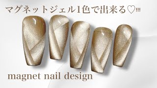 マグネットジェル1色だけで出来る🤎✨簡単シンプルなネイルデザイン✨