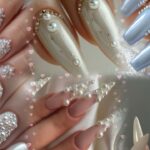 Elegant Pearl wedding nail art 💅🏻 #nailart #uñas #uñaslargas
