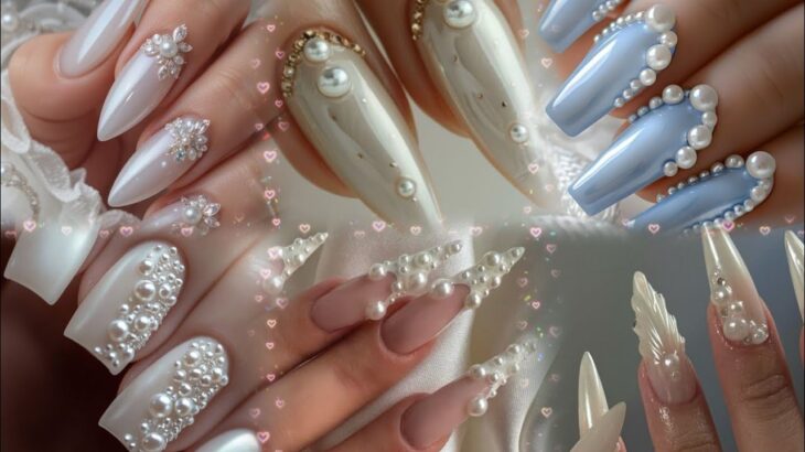 Elegant Pearl wedding nail art 💅🏻 #nailart #uñas #uñaslargas