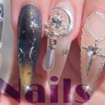 マグネットジェルネイル💅ネイルチップで長さ出し〜ネイルデザインまで ネイビーネイル