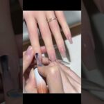Apply gel polish and draw deep French nail 1393 ||