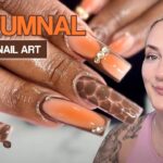 Orange + Brown Animal French Tip Design! | Funky Nail Art Tutorial 🦒💅