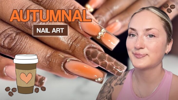 Orange + Brown Animal French Tip Design! | Funky Nail Art Tutorial 🦒💅