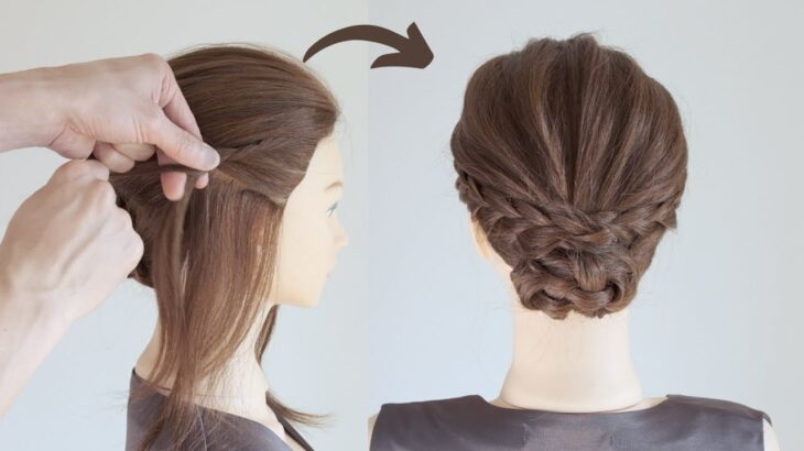 【大人ヘアアレンジ】片編み込みで作る上品まとめ髪 / Classy Side Braid Updo Hairstyle