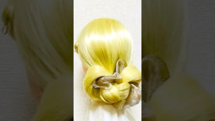 簡単ヘアアレンジ スクールシュシュまとめ髪 School Hair Scrunchie Arrangement #簡単ヘアアレンジ #backtoschool #学校 #shorts #short