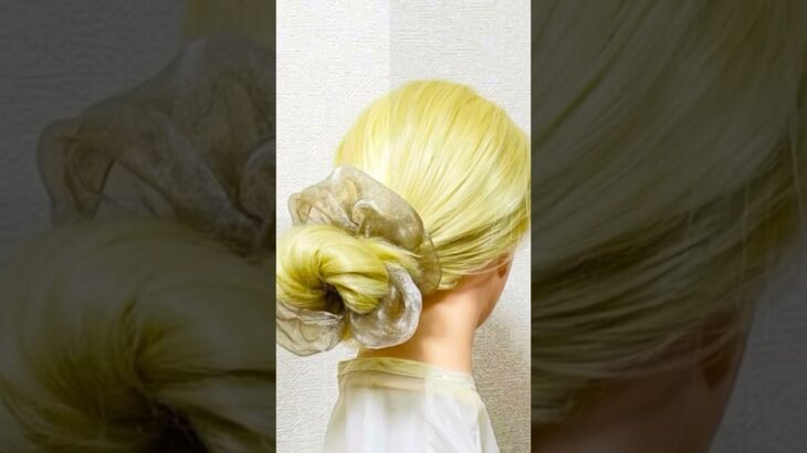 簡単ヘアアレンジ 学校シュシュまとめ髪シニヨン IDOL HAIR #簡単ヘアアレンジ #backtoschool #学校 #shorts #short