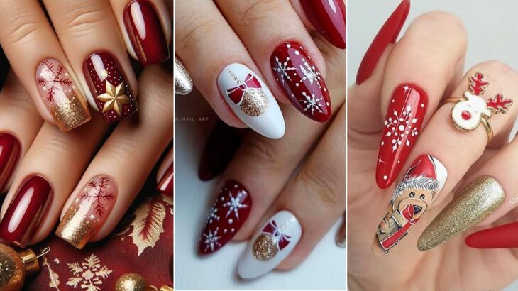 Red And Rose Gold Glitter Nails Maroon Nail Art Designs Gelnägel Ideen Nägel Design #trendynails