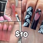 TESTING A $10 POLYGEL KIT FROM AMAZON! COMES WITH A NAIL LAMP!? + HALLOWEEN NAIL ART | Nail Tutorial