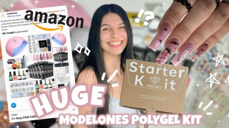 Trying a HUGE Modelones Polygel Nail Starter Kit from AMAZON | 40+ Items | Beginner Polygel Kit