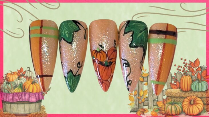Easy Pumpkin Patch Nail Design 🍂 | Cute Autumn Nail Art Tutorial for Beginners 💅🎃