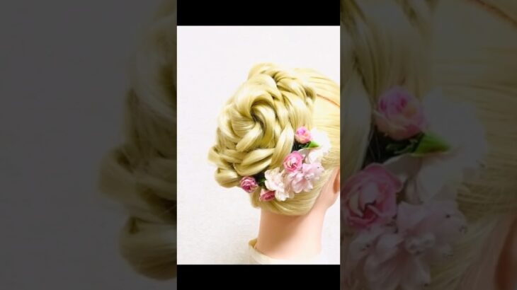 簡単ヘアアレンジ 成人式まとめ髪 Party Hairstyle Curl Twist Updo【Updo Lover】#簡単ヘアアレンジ #成人式ヘア #成人式前撮り #shorts #short