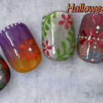 ハロウィンネイル/ハロウィンと死者の日を組み合わせたカラフルデザイン🎃