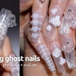 Sparkling Cateye Ghost Nails 🖤 3D nail art, Halloween nails, press on process