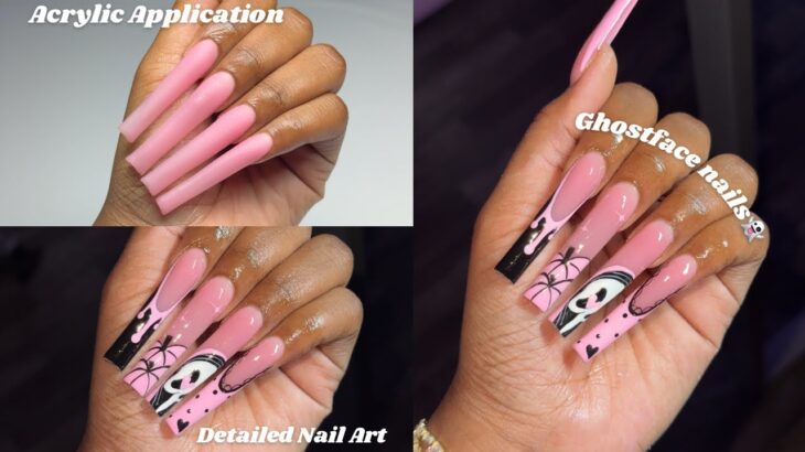 Pink GhostFace Nails🩷 Halloween nail art + chit chat 🤭