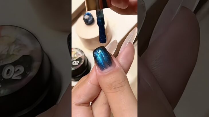 🌌 Galaxy Blue Cat-Eye Nail Tutorial 💅✨