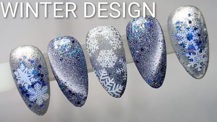 WINTER GEL NAIL DESIGN! CAT EYE OMBRE & LOOSE GLITTER APPLICATION