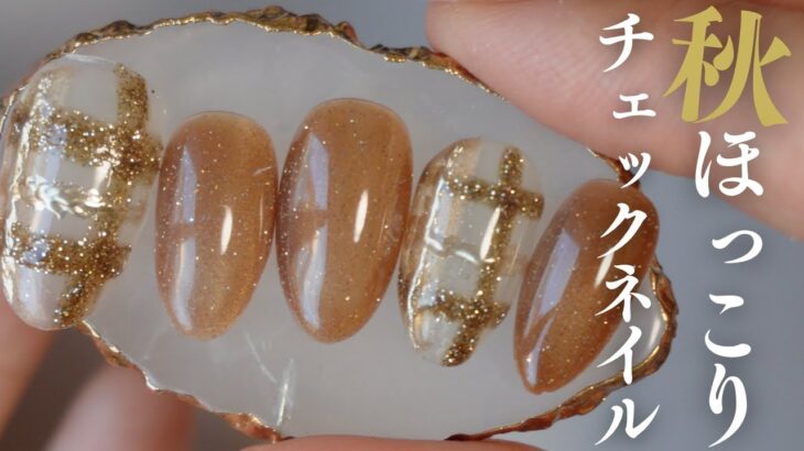 秋のチェックネイルはフラッシュジェルで🤎秋服に映えるネイルデザイン💅