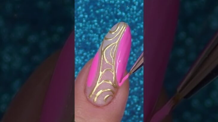 💅 Easy Gold/Pink #Nails #shorts #nailart #naildesign #nailstyle