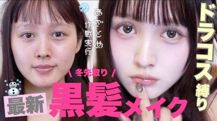 【ドラコス縛り】黒髪暗髪爆盛れ注意⚠️先取りウィンターメイク☃️❄️【冬メイク】