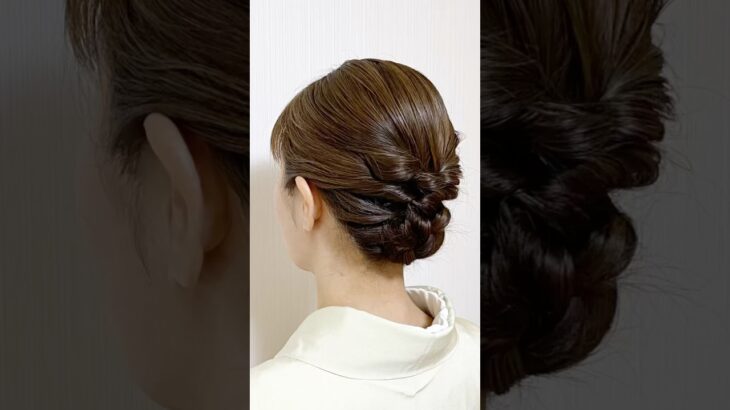 自分でできる! 着物ヘアセット88 簡単5分 セルフヘアアレンジ ミディアムヘア 着物髪型 お宮参り 七五三 卒入学式 #shorts #ヘアアレンジ #着物ヘア