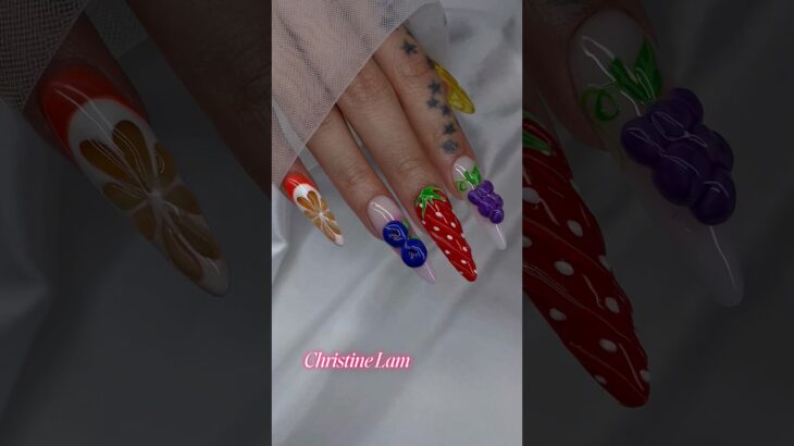 Fruit Nails Design tutorial #nails #nailgelart