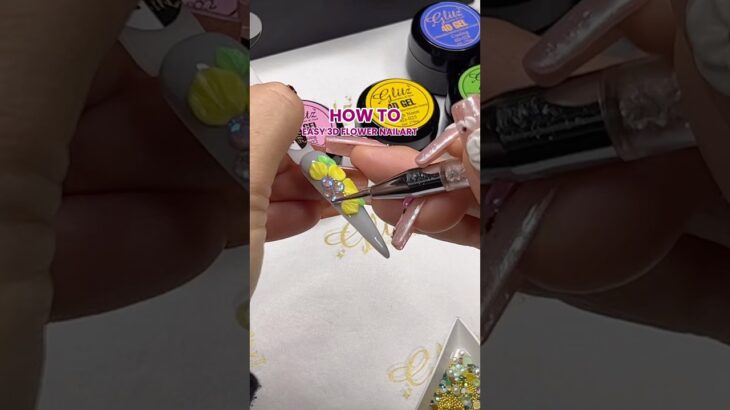 How to easy 3D flower nailart #glitzaccessoriesandsuch #glitz4dgel #3dnailarts
