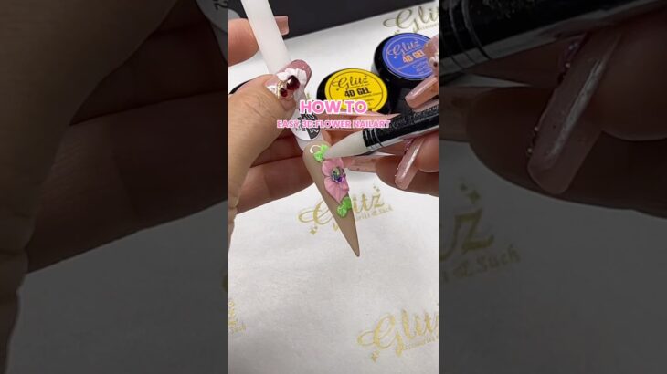 How to easy 3D flower nailart #glitzaccessoriesandsuch #glitzsubscriptionbox #glitz4dgel #3dnailarts