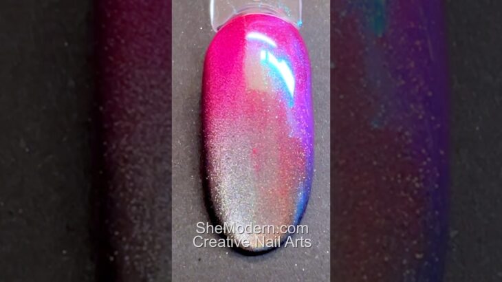 Pink Gradient Chrome Cat-Eye Full Cover Gel Nail Art Design for Idea Inspiration Demo Tutorial