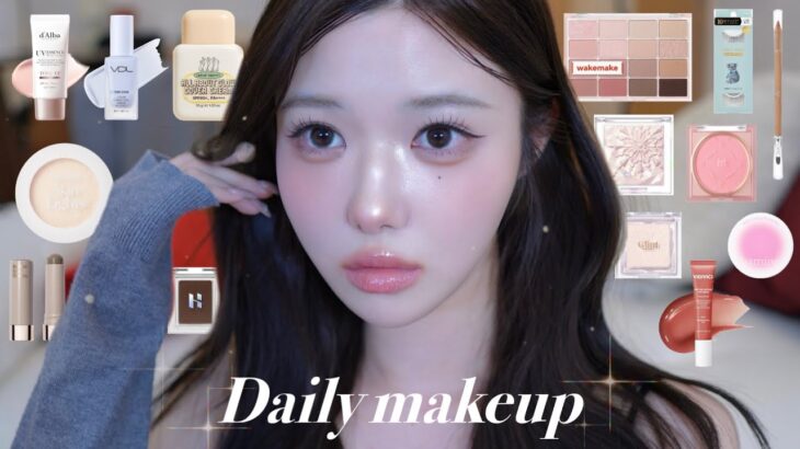 最近の毎日メイク❄️💫ツヤ肌と淡いカラーでまつげが主役のシンプルデイリーメイク🫶 | daily makeup