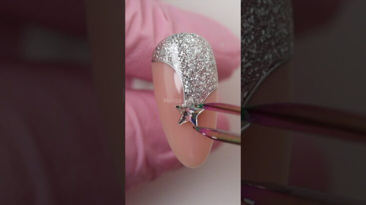 Uñas Plata Brillantes con Estrella de Swarovski 💅🏼✨ Nail Art