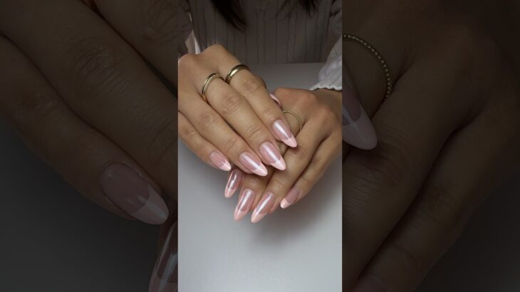 Oval dual form, nail extensions, rose, nude, tinted structure gel, glazed, baby pink French ￼