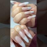 1 month growth retention on almond dual form nail extensions with hard structured gel￼