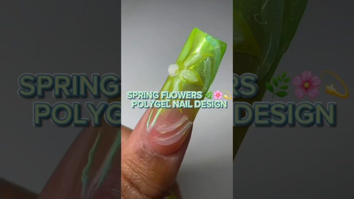 how to encapsulate gel polish with polygel + spring nail art🧚🏽 #nails #polygel #polygelnails