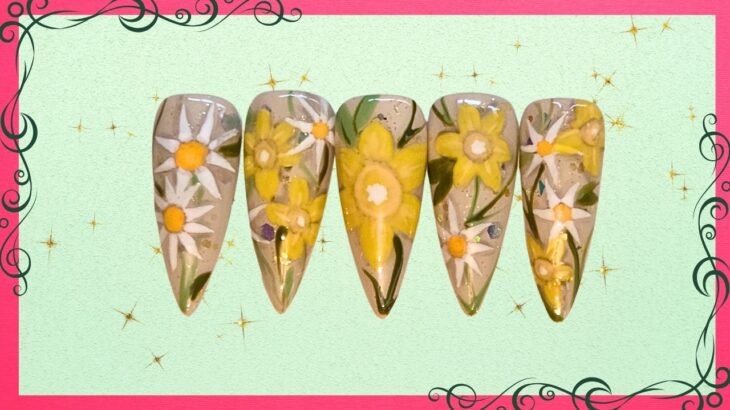 Birth Flower Nail Set 🌸 Daffodil and Jonquil for March | Beginner Nail Art Tutorial