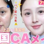 【✈️ドラコスプチプラ縛り🩷】春の多幸感溢れる韓国CA風メイクやってみました🌸☁️【韓国メイク】