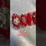 カーディナルレッド×彫金の硬質なアンティークネイル🔱 #セルフネイル #nails #nailart #naildesign #セリアジェルネイル #キャンドゥジェルネイル #世界観ネイル