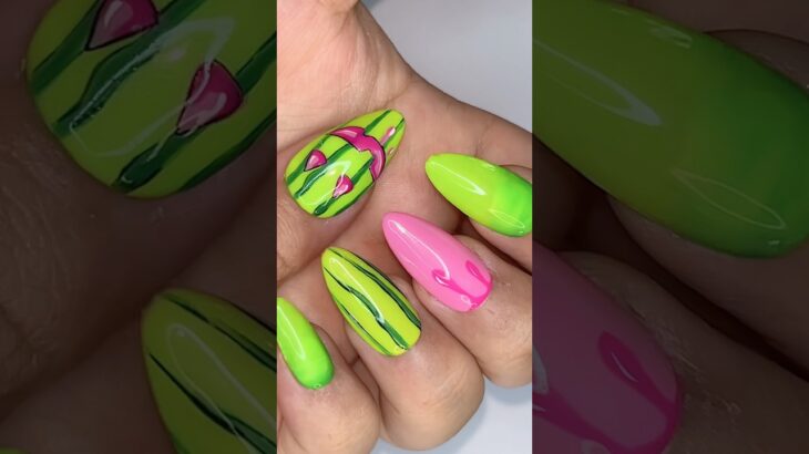 🎃🍉 Missing The Spooky Season Watermelon Pumpkin Nail Art #Shorts #spookyseason #simplenails #spooky