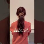 シュシュ一つで簡単綺麗めローポニー。#ヘアアレンジ #簡単ヘアアレンジ #まとめ髪 #ロングヘア #hairstyle #hairstyles #updo #lowbunupdo
