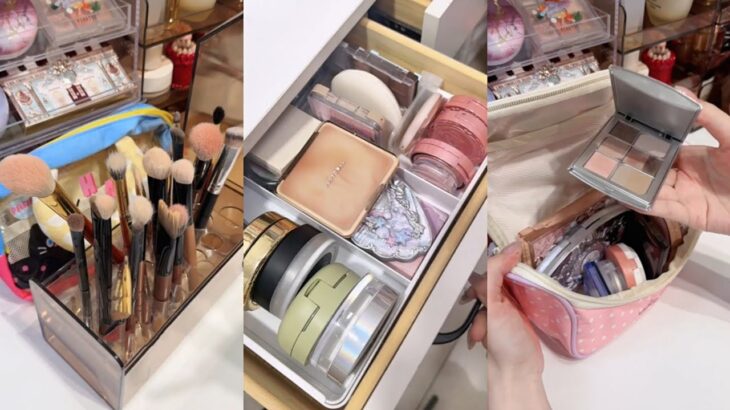 ASMR MAKEUP STOCKING & ORGANIZING VANITY 🎀