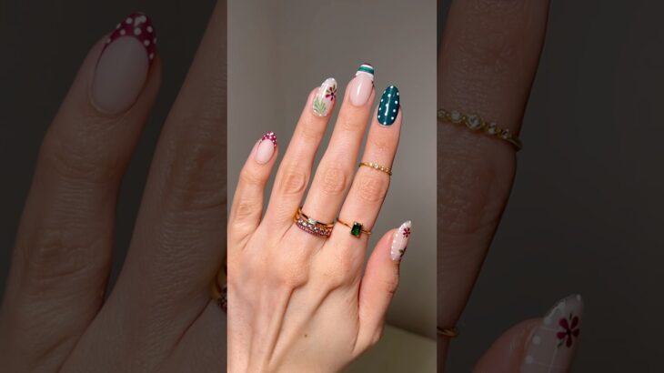 Fun little mix and match spring manicure 💐 #nails #nailgelart #naildesign #nailart #nailtutorial